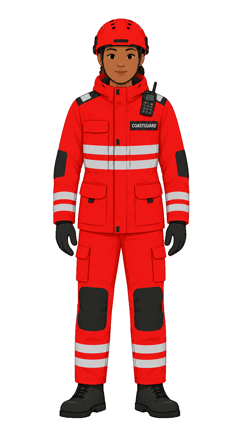 Illustrated Female Coastguard rescue officer