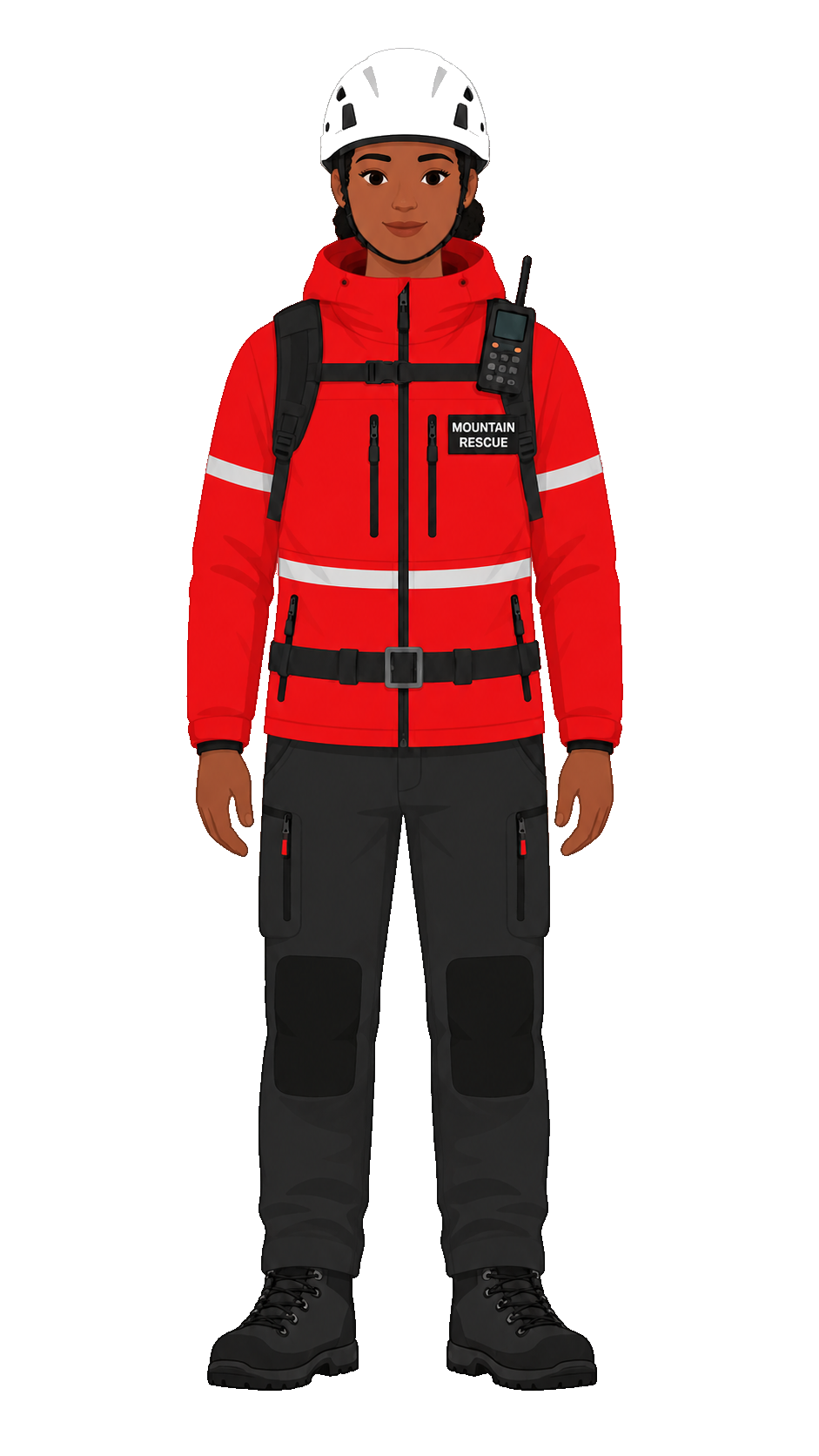 Illustrated Female Mountain Rescue volunteer